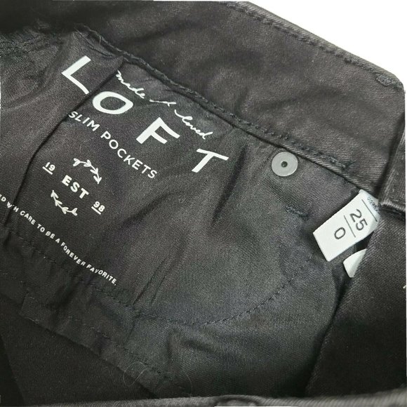 ANN TAYLOR LOFT Solid All Black Slim Leg Curvy Skinny Jeans Womens Size 0/25 - Picture 4 of 5